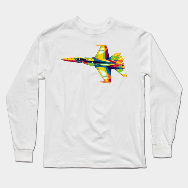 F/A-18 Hornet in Pop Art Long Sleeve T-Shirt by wpaprint